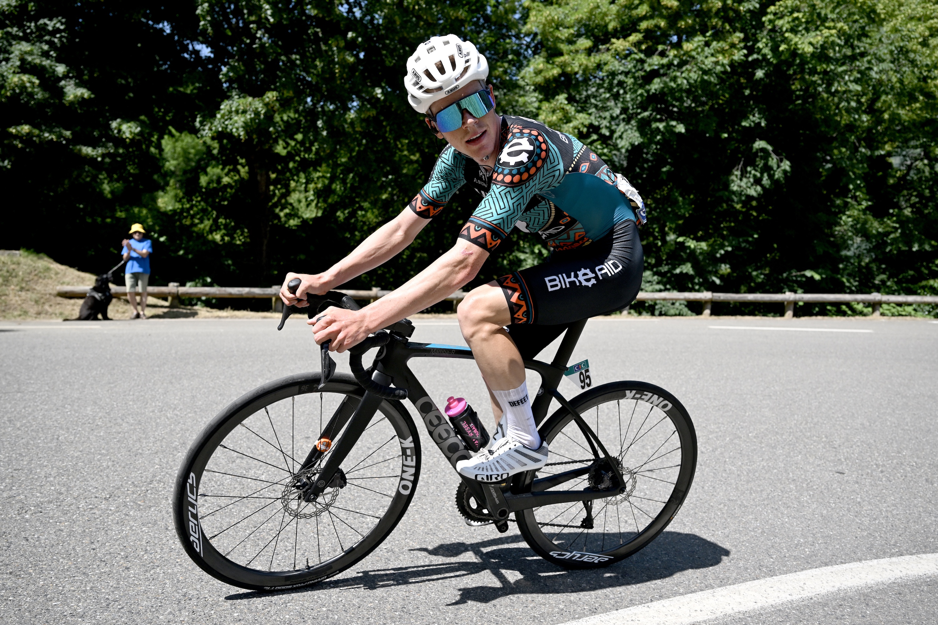 Anton Schiffer, a man, rides a bike uphill
