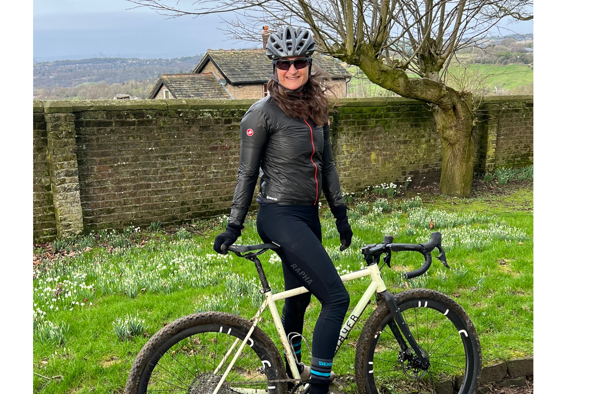 Hannah Bussey on a gravel bike having fun